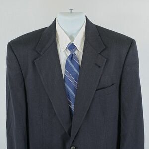 Austin Reed Tweed Wool Blue Herringbone 42L 2‎ Button Sport Coat